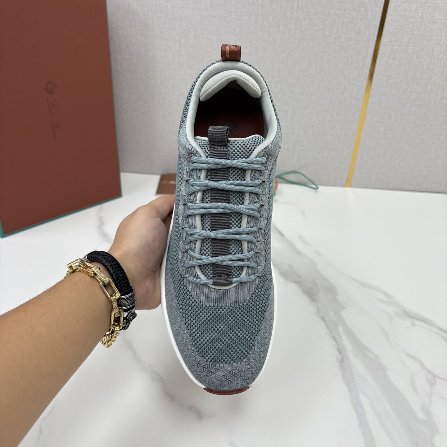 💋💍LP 家新品   Loro Pian*   诺悠*翩雅   Week End Walk 男士网面牛皮拼接休闲运动鞋 