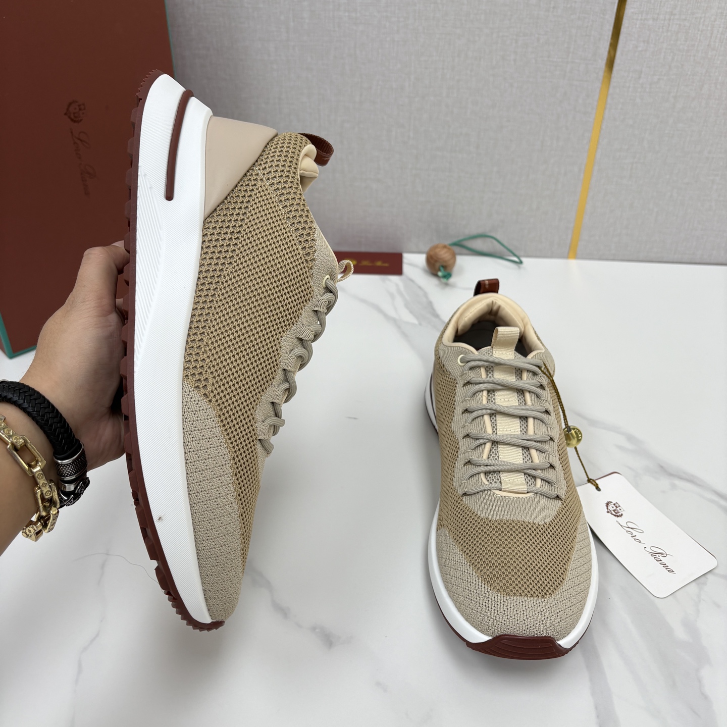 💋💍LP 家新品   Loro Pian*   诺悠*翩雅   Week End Walk 男士网面牛皮拼接休闲运动鞋 