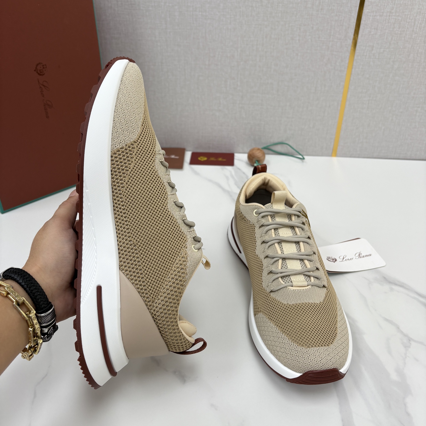 💋💍LP 家新品   Loro Pian*   诺悠*翩雅   Week End Walk 男士网面牛皮拼接休闲运动鞋 