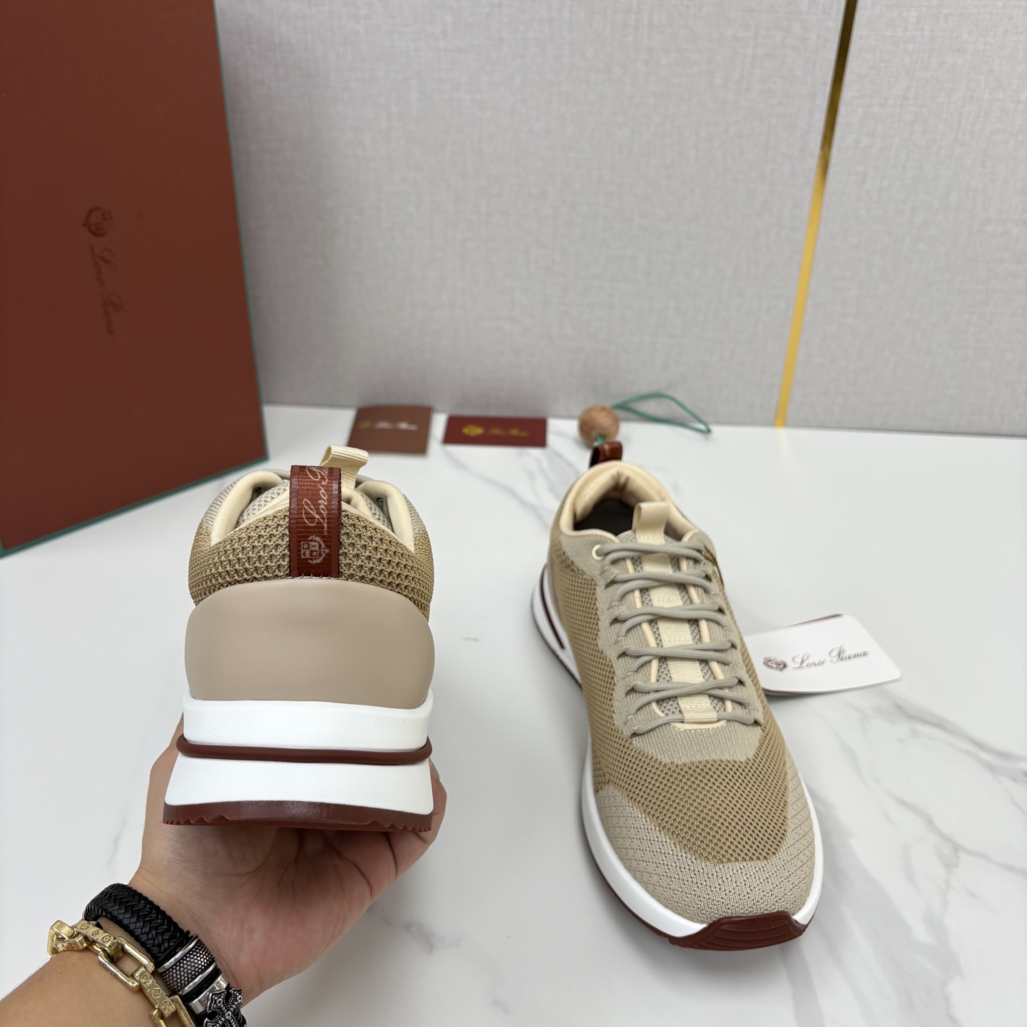 💋💍LP 家新品   Loro Pian*   诺悠*翩雅   Week End Walk 男士网面牛皮拼接休闲运动鞋 