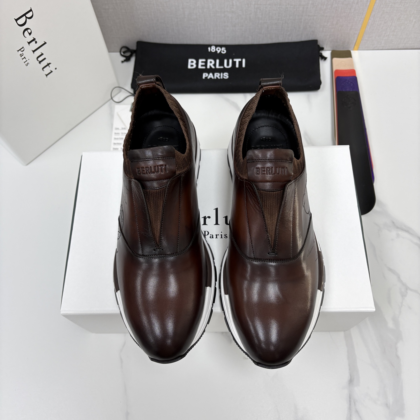 💋💍Berlut* 布鲁提 升级版可做第三代私模大底 Fast Track皮革运动鞋  官方 16700  最新款男士休