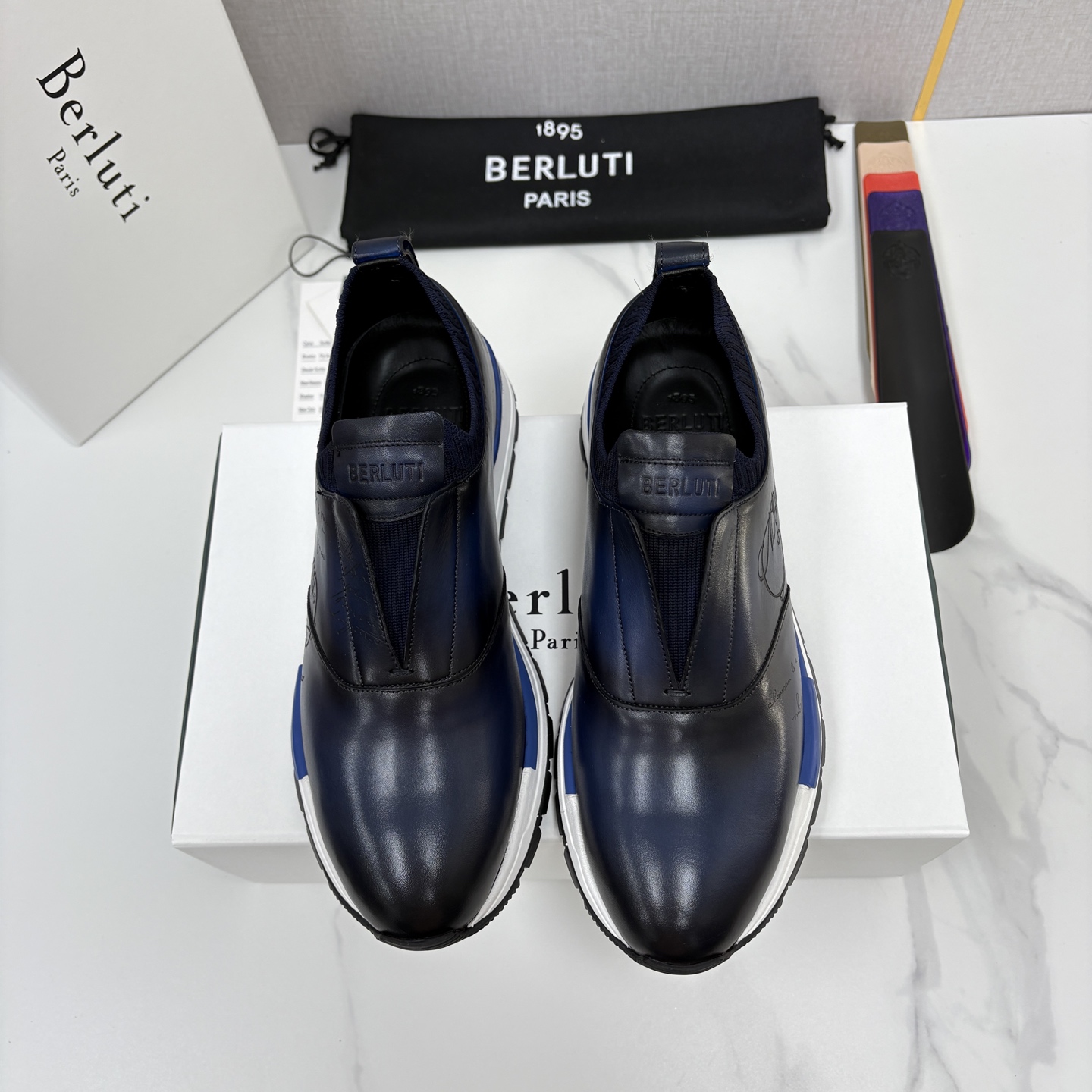 💋💍Berlut* 布鲁提 升级版可做第三代私模大底 Fast Track皮革运动鞋  官方 16700  最新款男士休