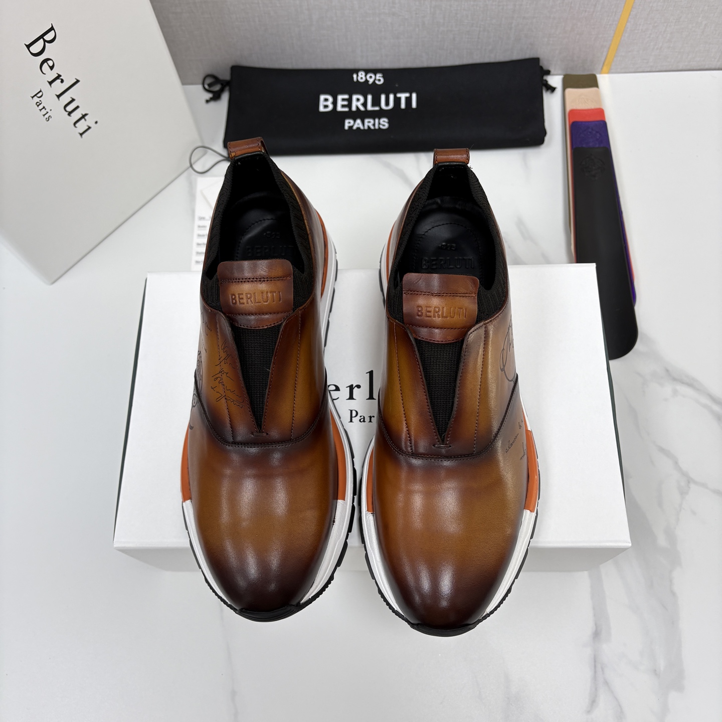 💋💍Berlut* 布鲁提 升级版可做第三代私模大底 Fast Track皮革运动鞋  官方 16700  最新款男士休