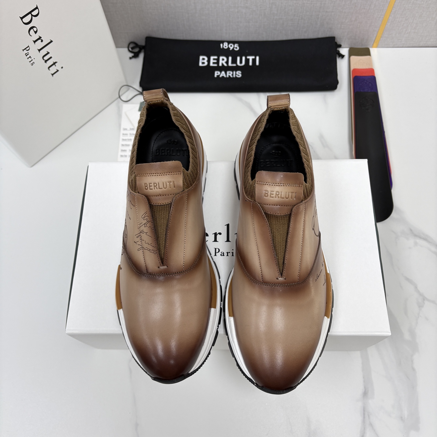 💋💍Berlut* 布鲁提 升级版可做第三代私模大底 Fast Track皮革运动鞋  官方 16700  最新款男士休