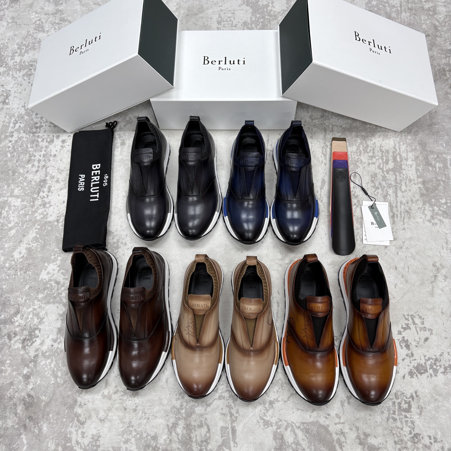💋💍Berlut* 布鲁提 升级版可做第三代私模大底 Fast Track皮革运动鞋  官方 16700  最新款男士休