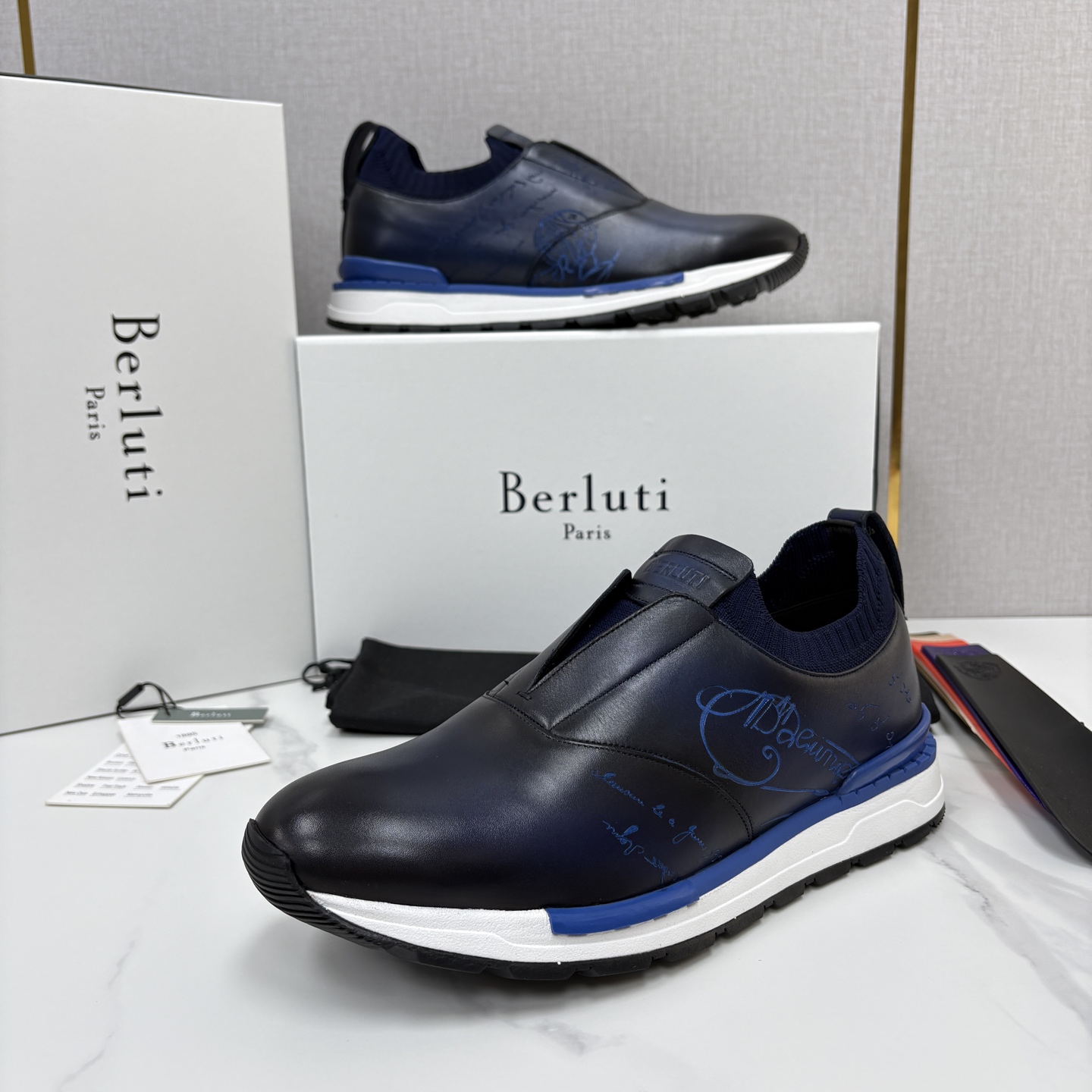 💋💍Berlut* 布鲁提 升级版第四代私模大底 Fast Track皮革运动鞋  官方 16700  最新款男士休闲飞