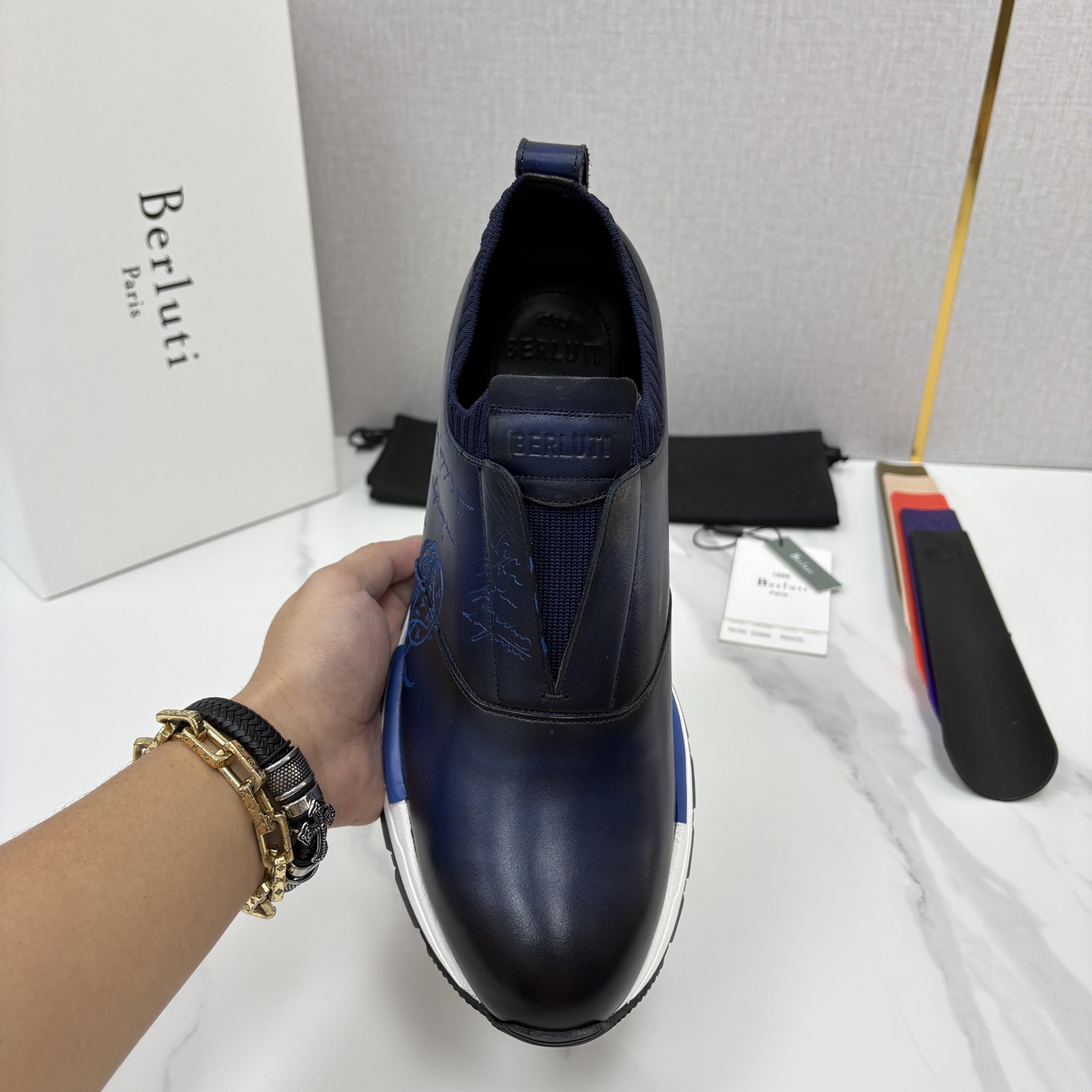 💋💍Berlut* 布鲁提 升级版第四代私模大底 Fast Track皮革运动鞋  官方 16700  最新款男士休闲飞