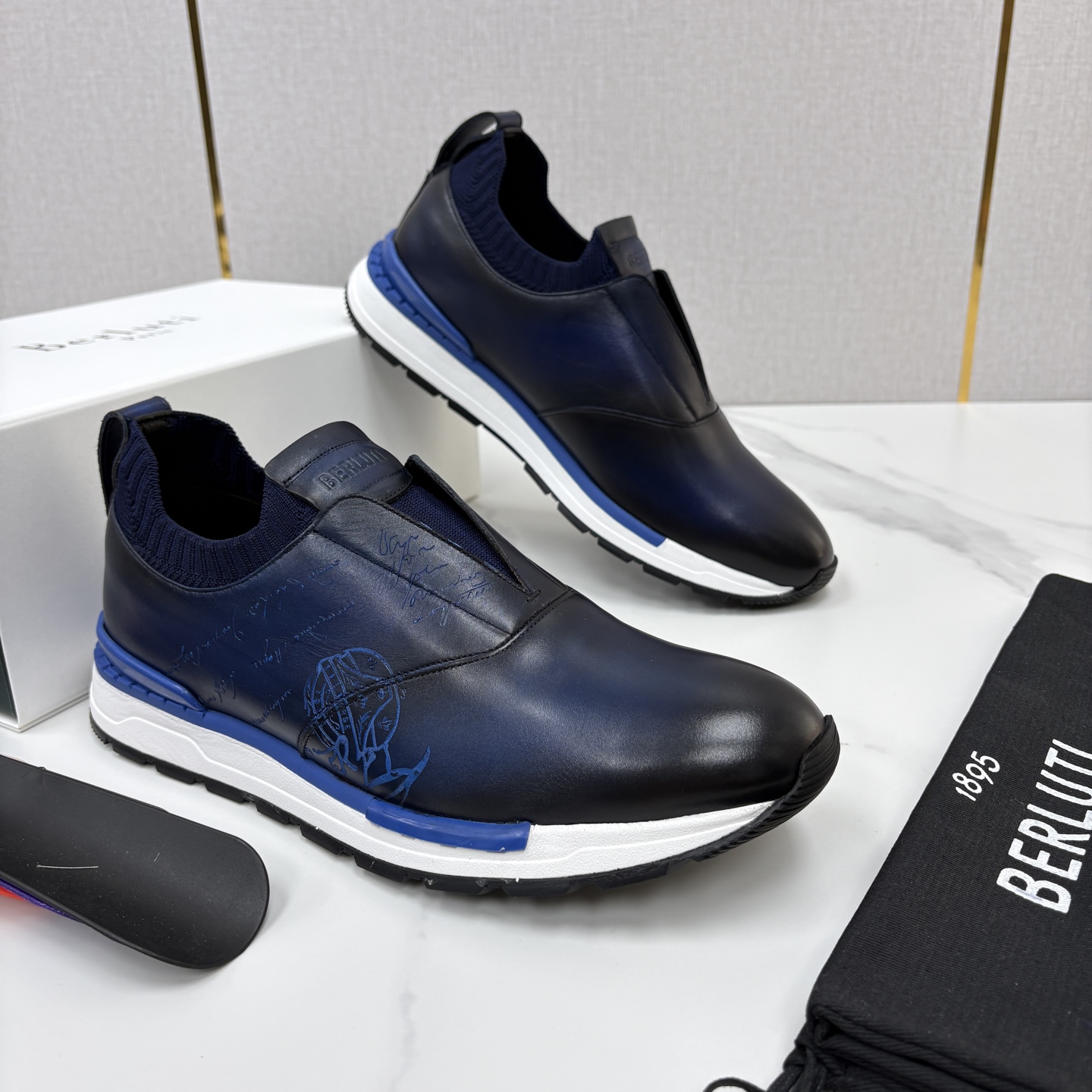 💋💍Berlut* 布鲁提 升级版第四代私模大底 Fast Track皮革运动鞋  官方 16700  最新款男士休闲飞