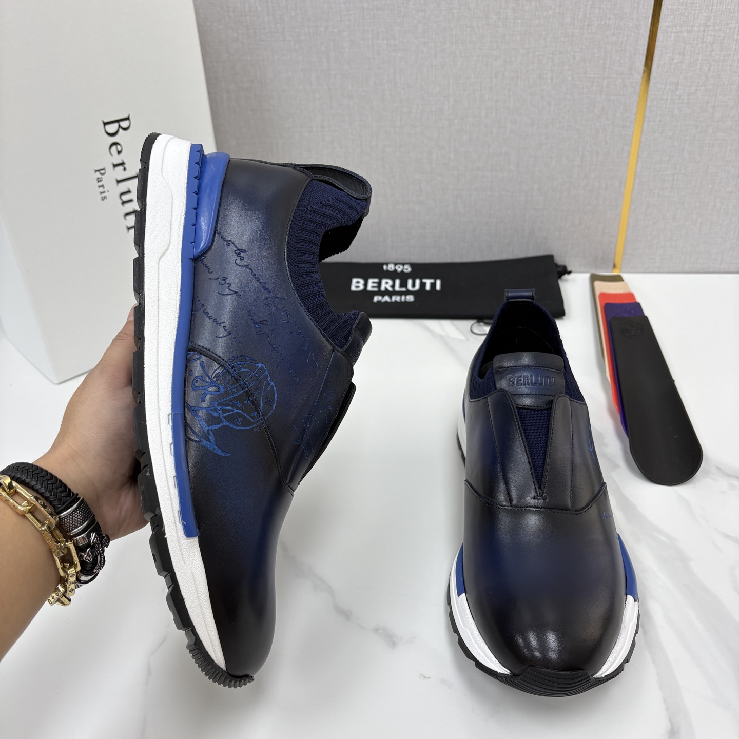 💋💍Berlut* 布鲁提 升级版第四代私模大底 Fast Track皮革运动鞋  官方 16700  最新款男士休闲飞