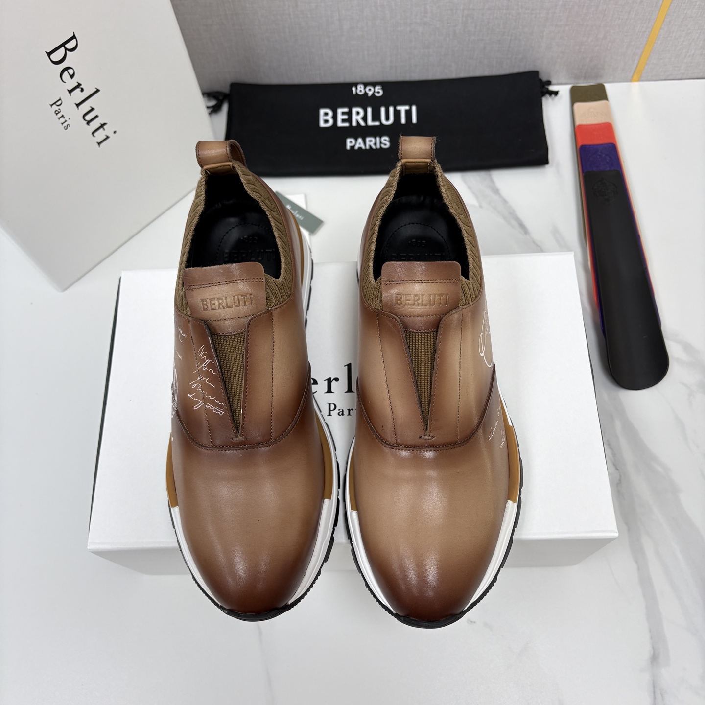 💋💍Berlut* 布鲁提 升级版第四代私模大底 Fast Track皮革运动鞋  官方 16700  最新款男士休闲飞
