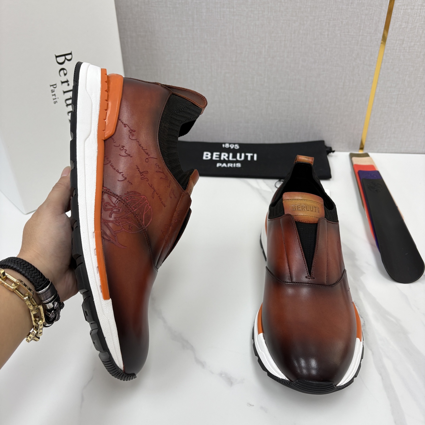 💋💍Berlut* 布鲁提 升级版第四代私模大底 Fast Track皮革运动鞋  官方 16700  最新款男士休闲飞