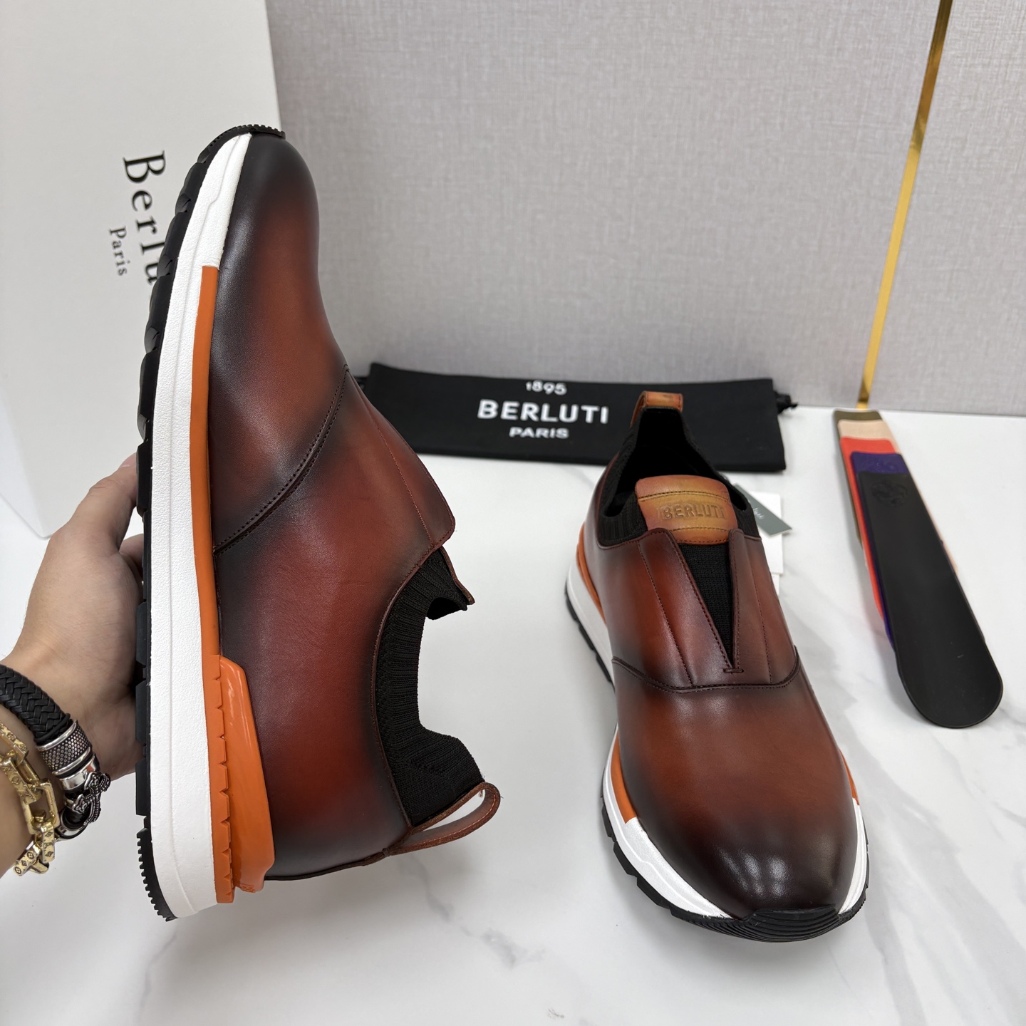 💋💍Berlut* 布鲁提 升级版第四代私模大底 Fast Track皮革运动鞋  官方 16700  最新款男士休闲飞
