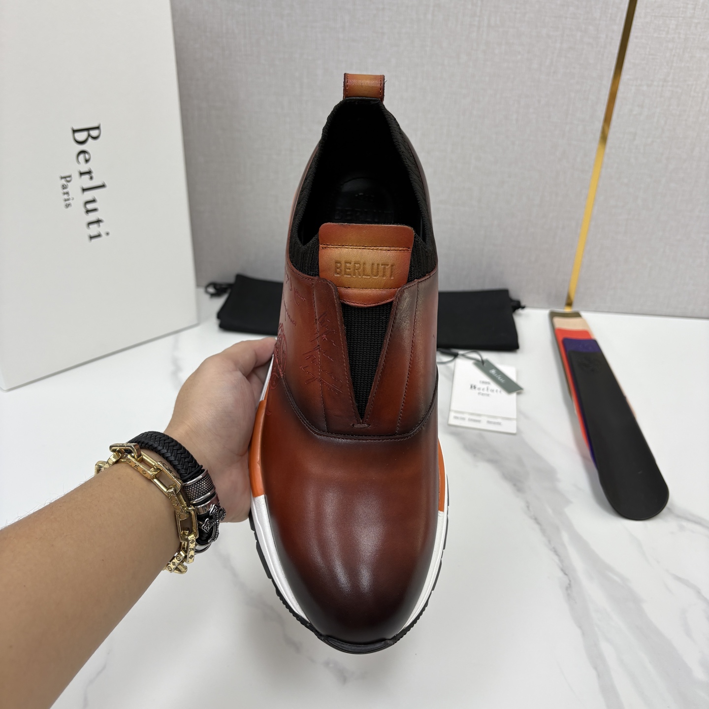 💋💍Berlut* 布鲁提 升级版第四代私模大底 Fast Track皮革运动鞋  官方 16700  最新款男士休闲飞
