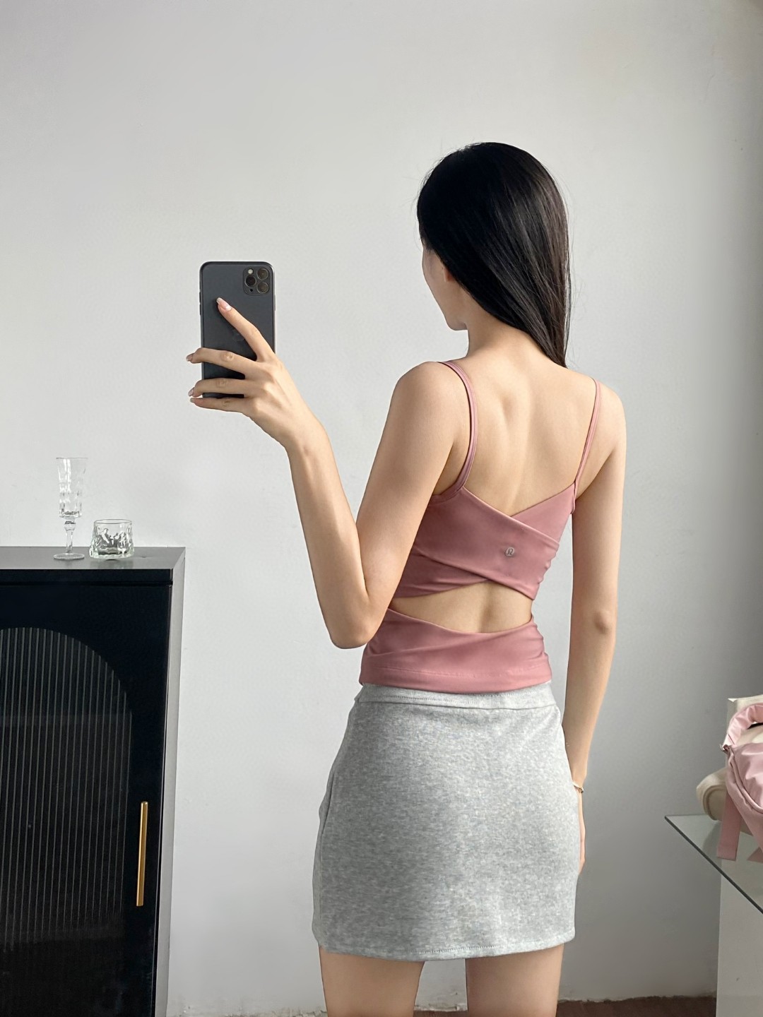 Lululemon Cross-Back Nulu tank yoga pink