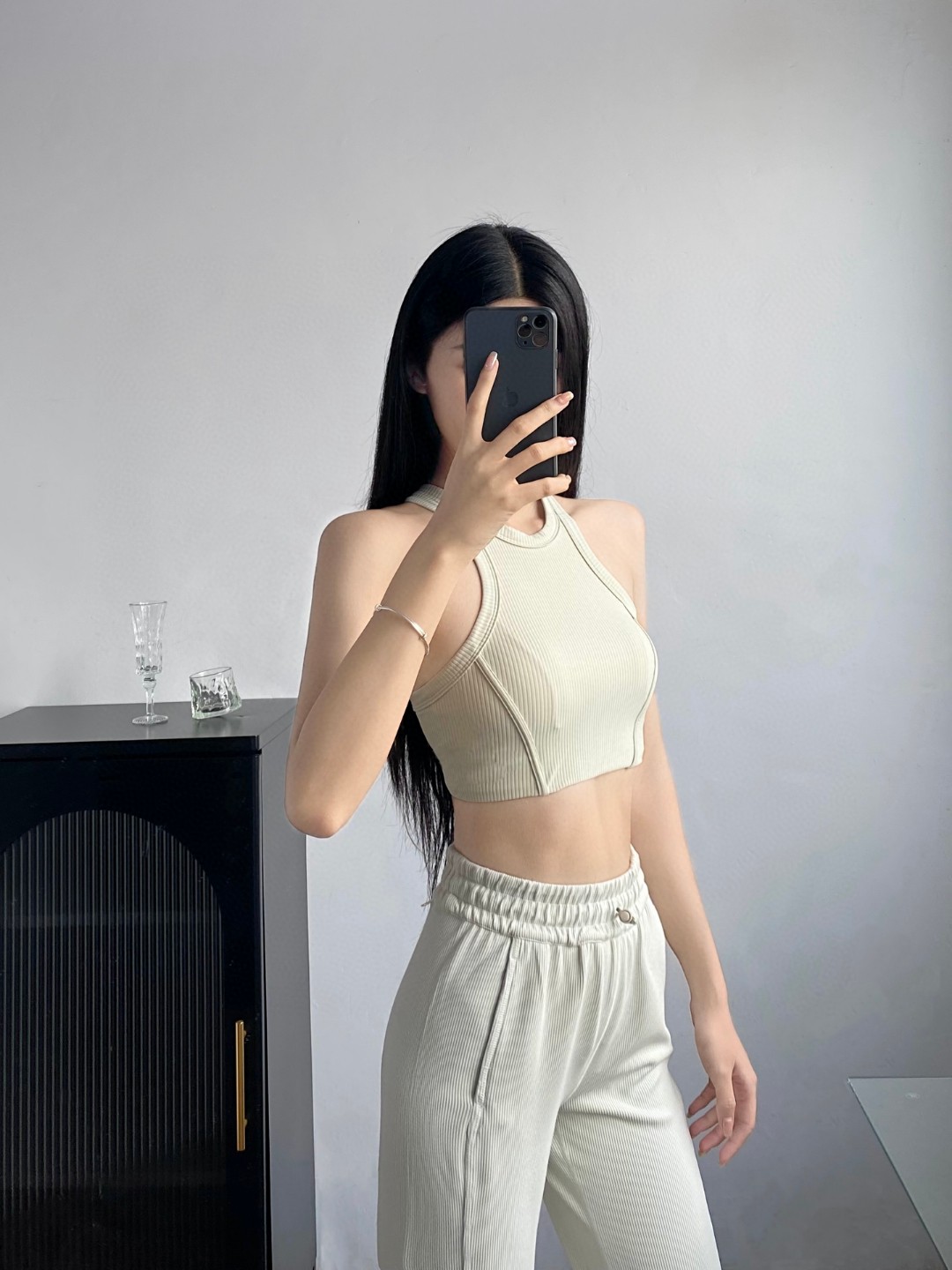 Lululemon Ribbed Nulu sports bra yoga light beige