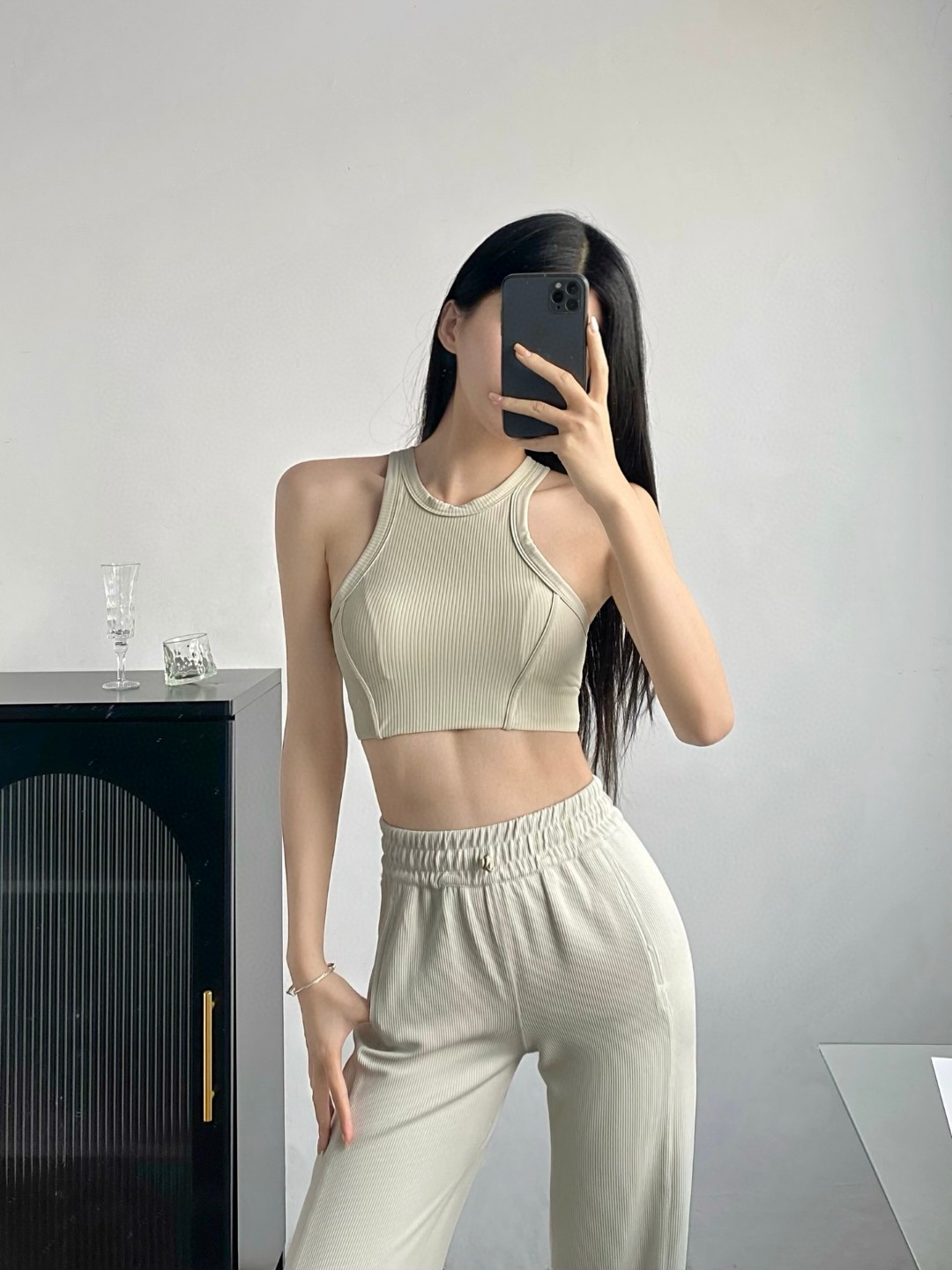 Lululemon Ribbed Nulu sports bra yoga light beige