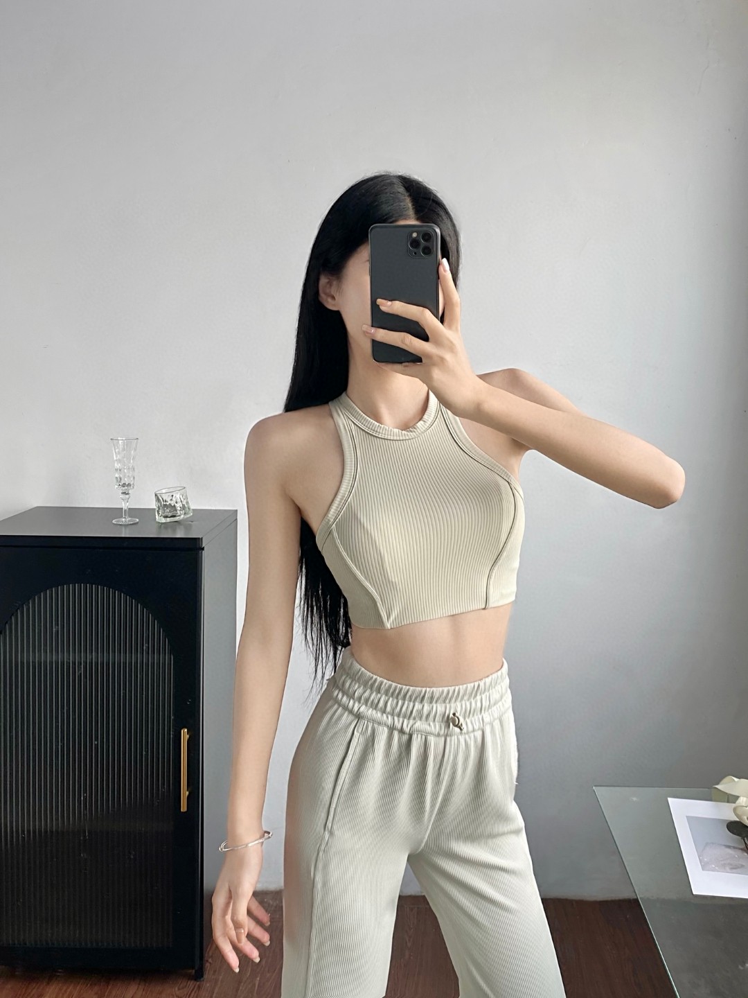 Lululemon Ribbed Nulu sports bra yoga light beige