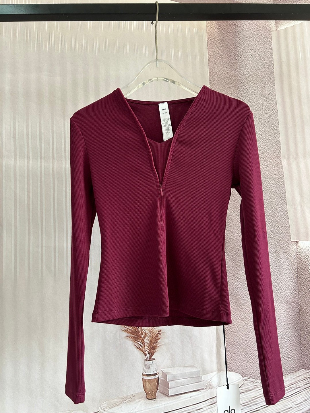 Alo Long sleeve Alo women s pit zipper shirt slim fit outdoor casual sports top yoga