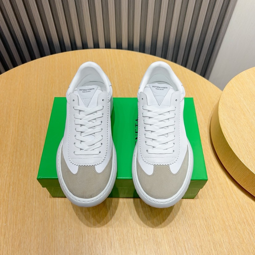 Bottega Veneta White Leather & Suede Trim Basket Sneakers 1 Bottega Veneta White Leather & Suede Trim Basket Sneakers
