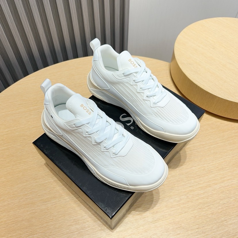 BOSS Men's White Breathable Layered Design Sneakers - Size 38-44 1 BOSS Men's White Breathable Layered Design Sneakers - Size 38-44