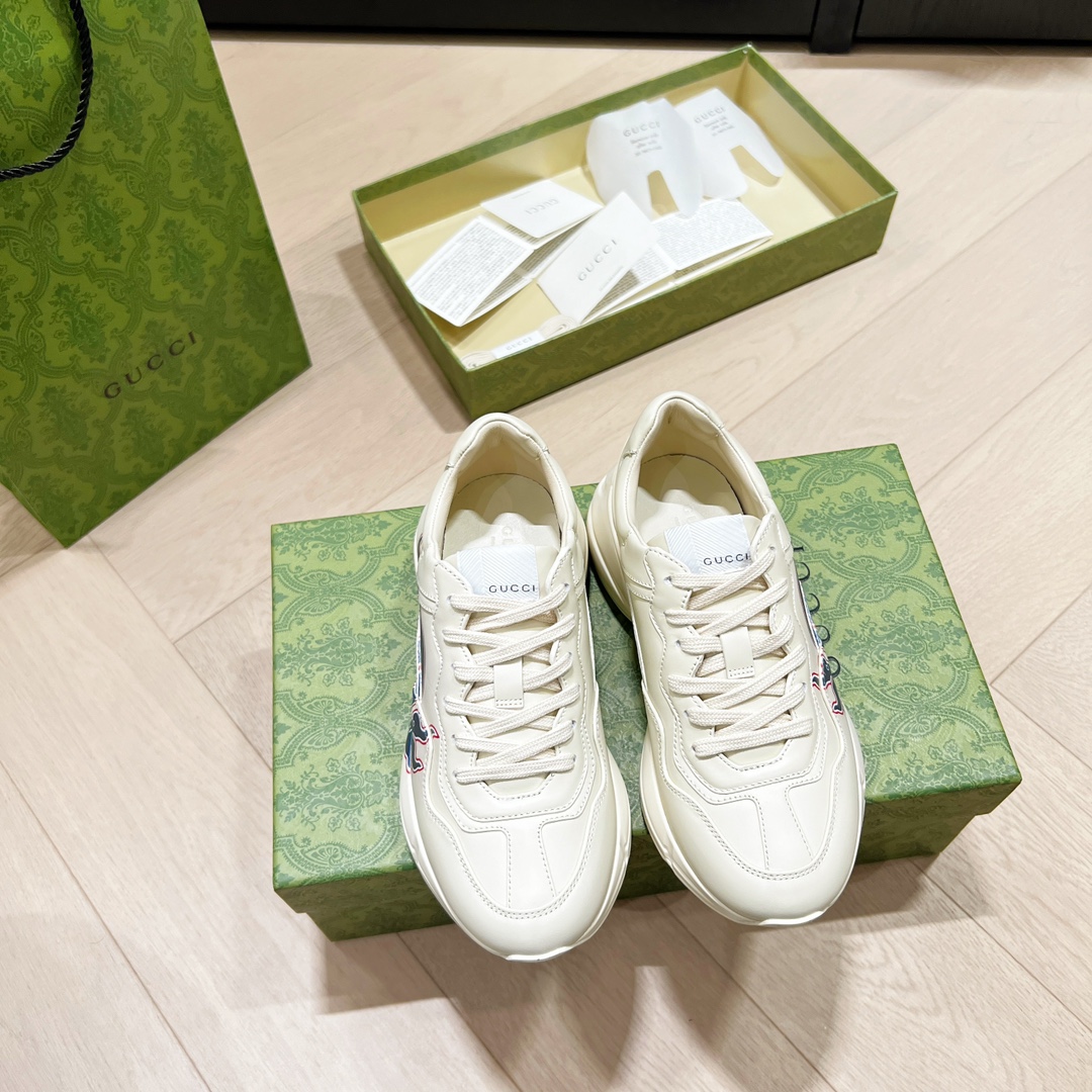 Gucci Shoes Sneakers White Yellow Unisex Fashion