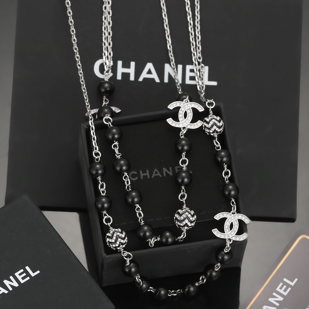 Chanel Luxo
 Joalheria Colares & Pendents Igual ao original
 Preto