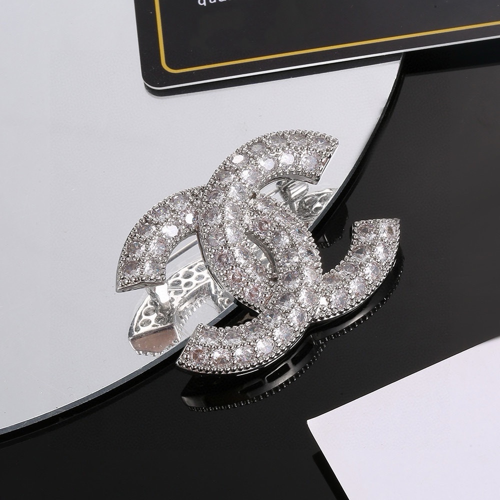 Chanel Joalheria Broche Ouro Conjunto com Diamantes