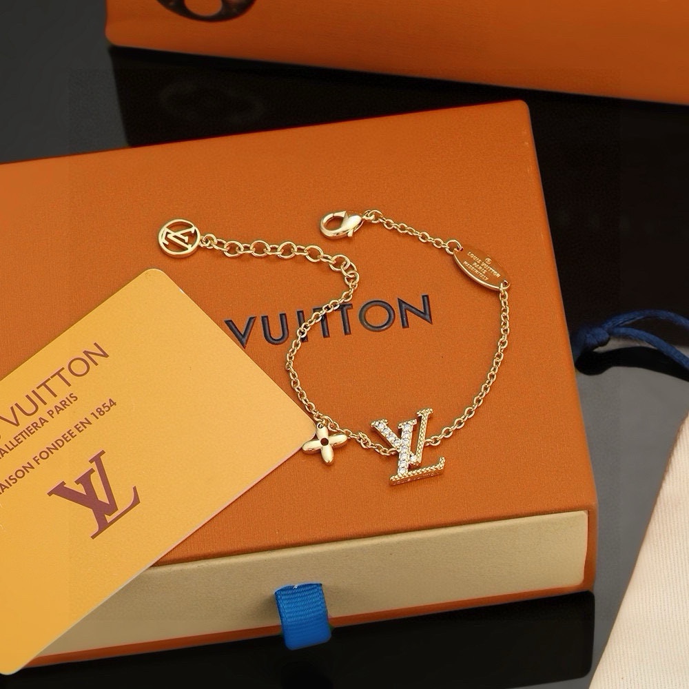 Louis Vuitton Letter Gold-Tone Bracelet - Comprehensive