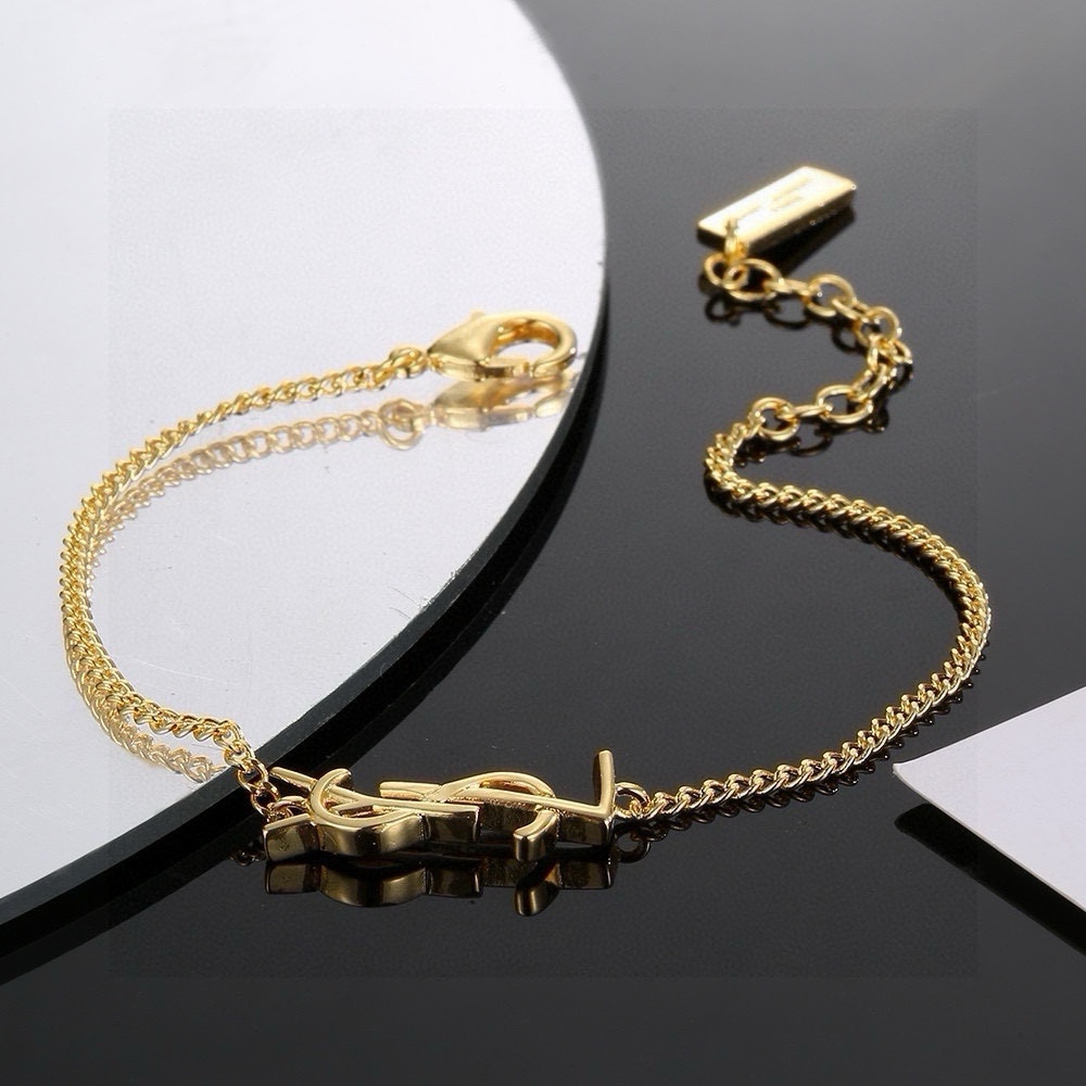 “YSL Letter Lock Bracelet: Elegant and Luxurious Design with Fine Chain” - 图片 1