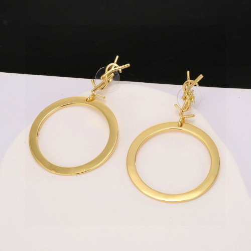 Yves Saint Laurent Gold-Tone Signature Hoop Earrings, Classic & Fashionable