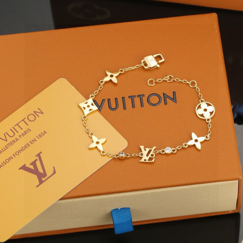 Louis Vuitton Gold-Tone Charm Bracelet with Iconic LV Monogram Flowers 1 Louis Vuitton Gold-Tone Charm Bracelet with Iconic LV Monogram Flowers