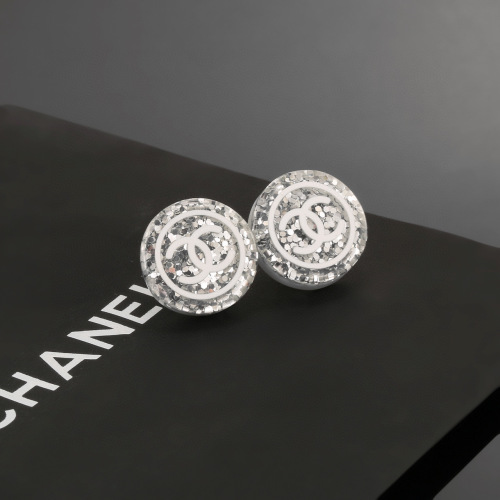 Acrylic Round Silver Glitter Double C Stud Earrings High-End Light Sense 1 Acrylic Round Silver Glitter Double C Stud Earrings High-End Light Sense