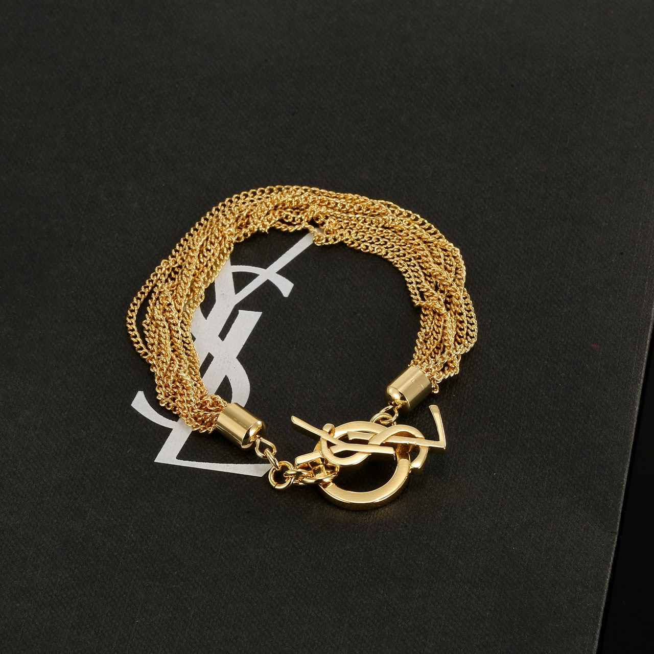  YSL 圣罗兰 多层链条手链 原装黄铜材质 Yves Saint Laurent 创立于1961年 优