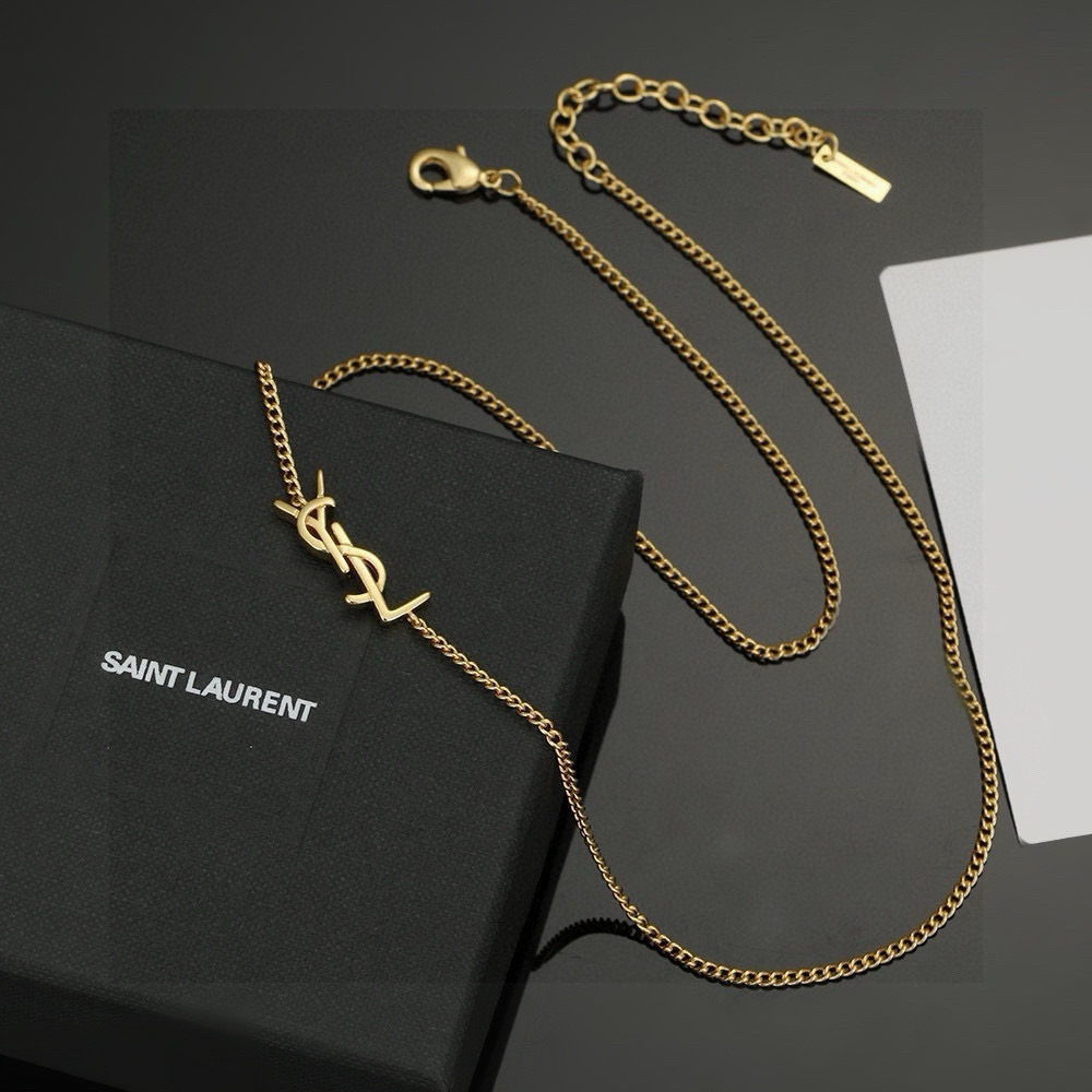  YSL 圣罗兰 项链原装黄铜材质 Yves Saint Laurent 创立于1961年 优雅抽象大胆