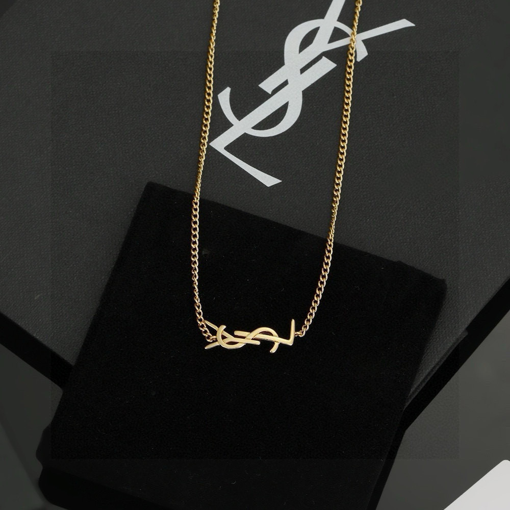  YSL 圣罗兰 项链原装黄铜材质 Yves Saint Laurent 创立于1961年 优雅抽象大胆
