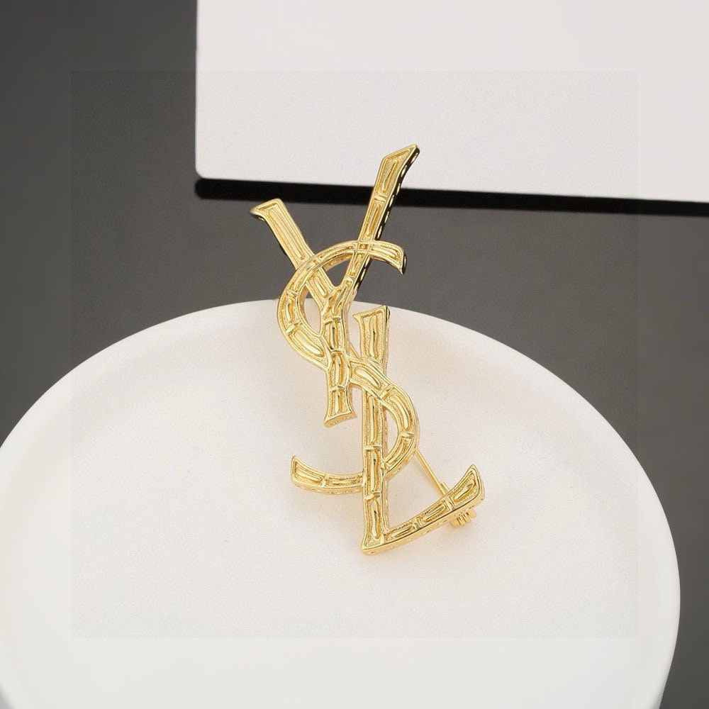  YSL 圣罗兰 胸针原装黄铜材质 Yves Saint Laurent 创立于1961年 优雅抽象大胆