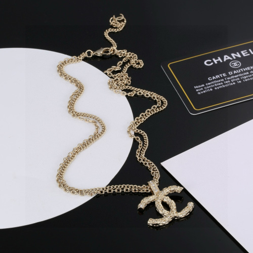 Chanel Gold-Tone CC Crystal Pendant Necklace, Elegant Chain for Women 1 Chanel Gold-Tone CC Crystal Pendant Necklace, Elegant Chain for Women