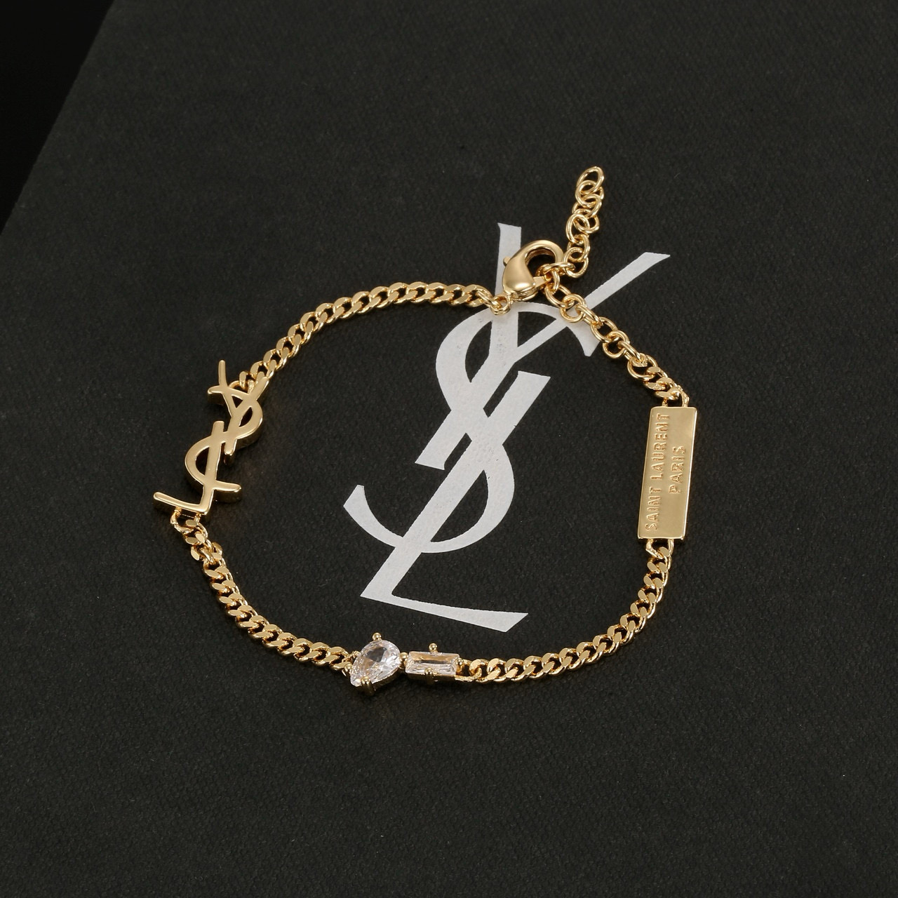  YSL 圣罗兰 手链 原装黄铜材质 Yves Saint Laurent 创立于1961年 优雅抽象大