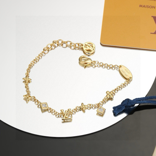 Louis Vuitton Gold-Tone Charm Bracelet with Crystal Accents 1 Louis Vuitton Gold-Tone Charm Bracelet with Crystal Accents