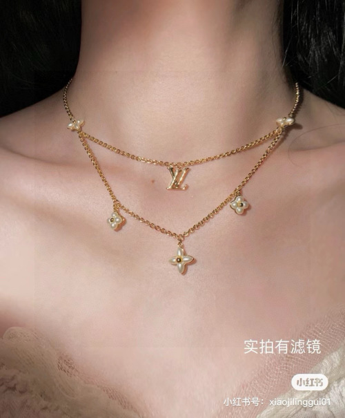 Louis Vuitton Gold-Tone Finish LV Logo Pendant Necklace, Adjustable Length 1 Louis Vuitton Gold-Tone Finish LV Logo Pendant Necklace, Adjustable Length