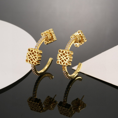 Loewe Artistic Gold-Tone Earrings with Diamond Accents, Geometric Design 1 Loewe Artistic Gold-Tone Earrings with Diamond Accents, Geometric Design