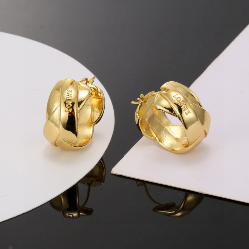 Loewe Golden Hoop Earrings, Elegant Artistic Design, Gold Tone, Daily Wear 1 Loewe Golden Hoop Earrings, Elegant Artistic Design, Gold Tone, Daily Wear