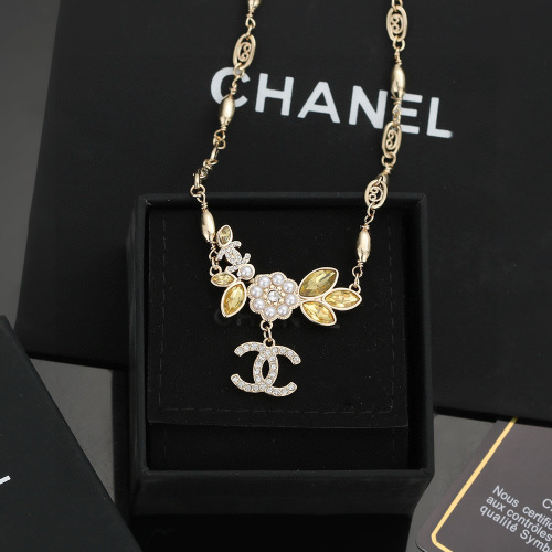 Chanel Gold-Tone Necklace with Camellia and Crystal CC Logo Pendant 1 Chanel Gold-Tone Necklace with Camellia and Crystal CC Logo Pendant
