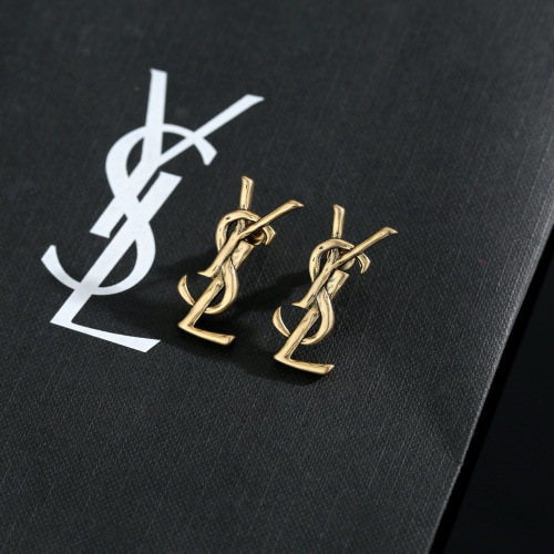 Yves Saint Laurent YSL Logo Stud Earrings in Brass, Gold Finish 1 Yves Saint Laurent YSL Logo Stud Earrings in Brass, Gold Finish