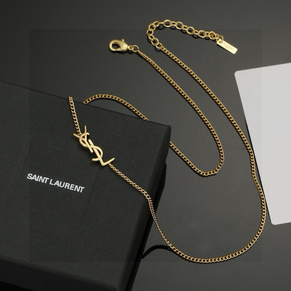  YSL 圣罗兰 项链原装黄铜材质 Yves Saint Laurent 创立于1961年 优雅抽象大胆