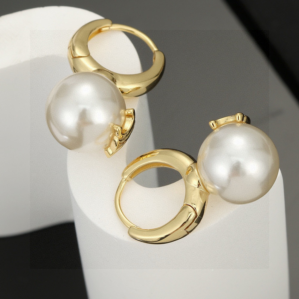 Celine Triomphe Pearl Drop Earrings earrings gold-tone metal with white pearl 12mm pearl 2 5cm total drop length