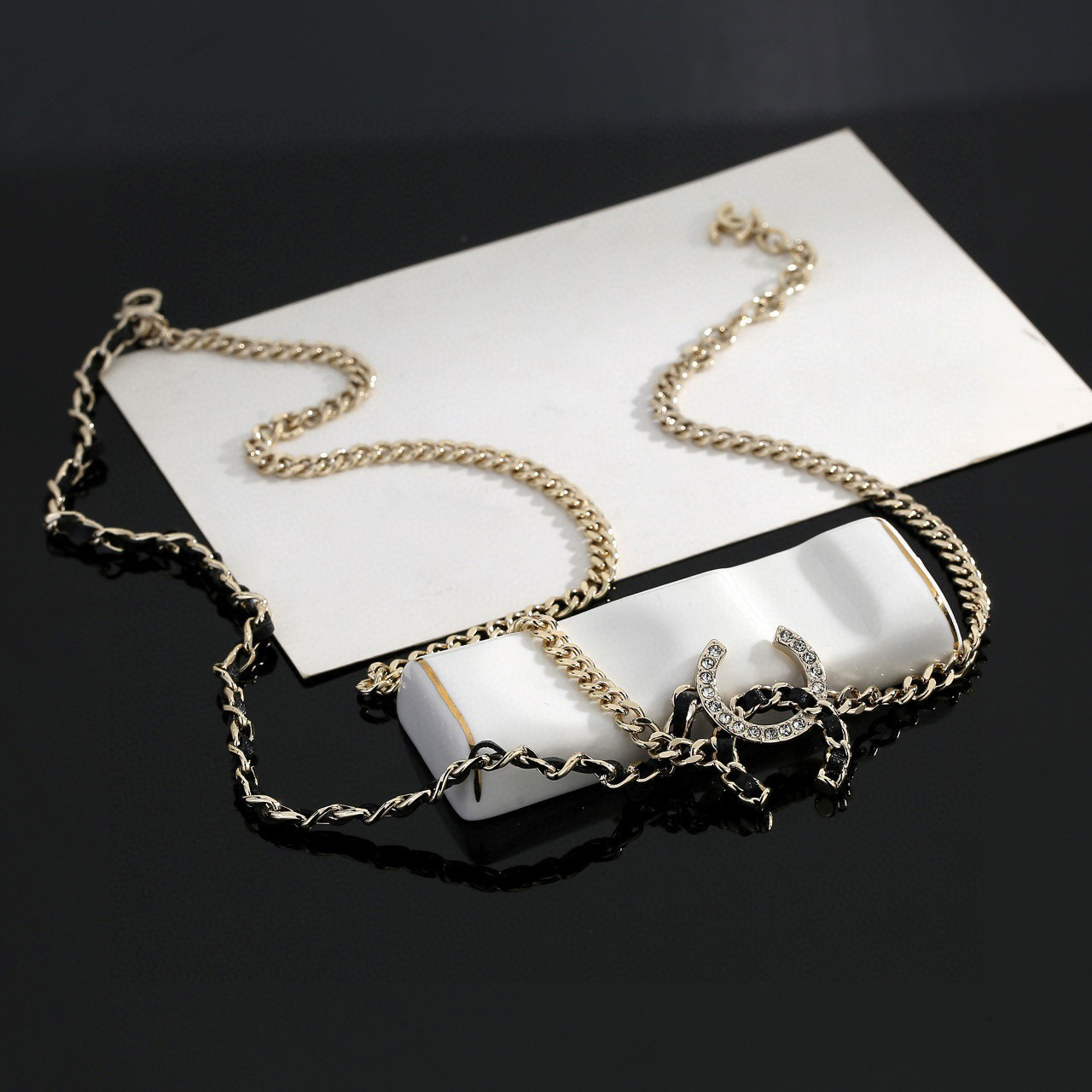 Chanel CHANEL 小香黑皮项链 高端品质 同材质 真正黄铜 离子电镀 独家 图‼做工 细腻