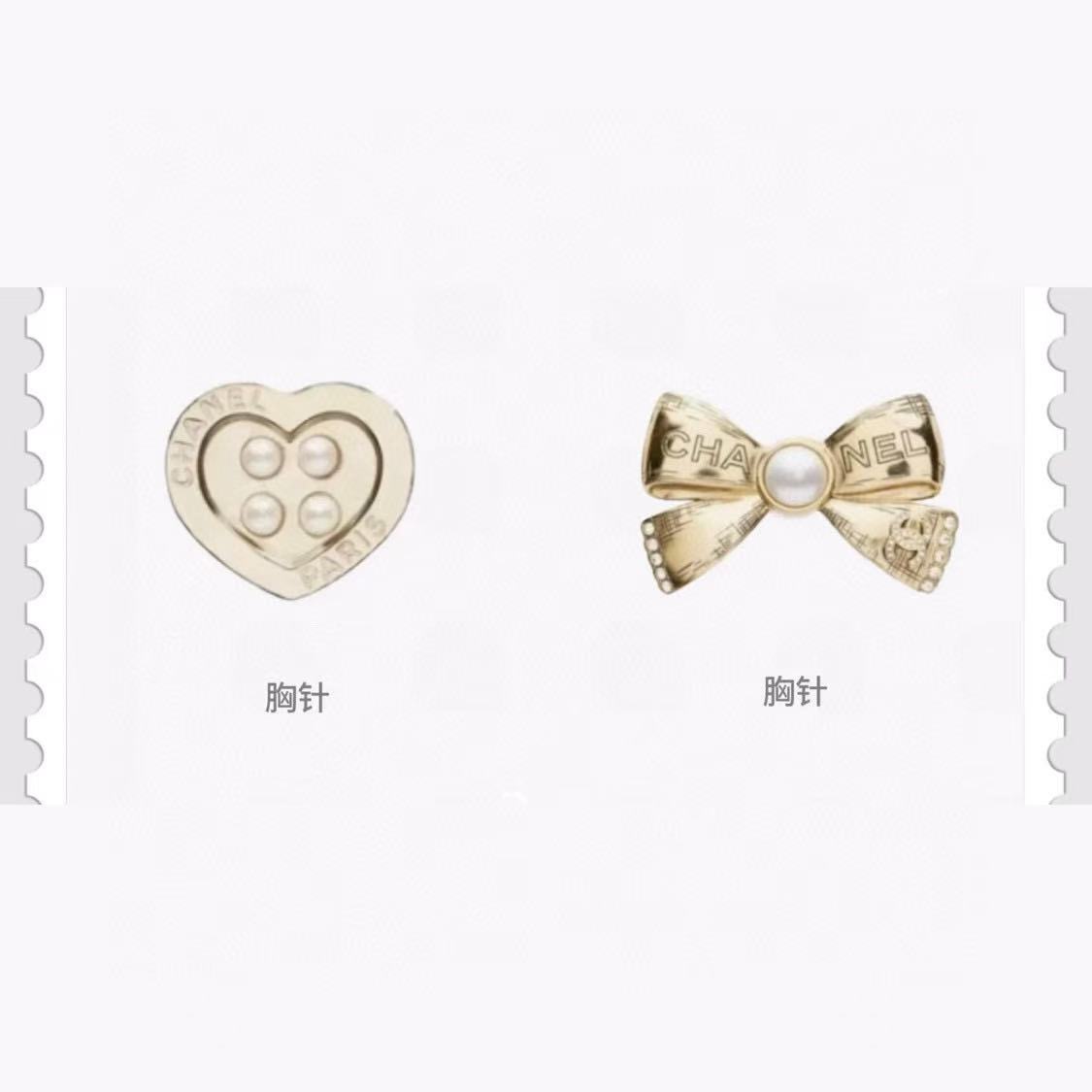 chanel gold bow strass brooch