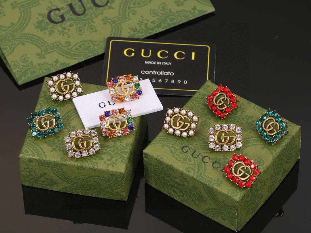 gucci gg marmont multicolor crystal earrings