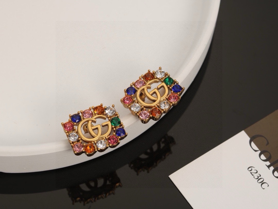 gucci gg marmont multicolor crystal earrings